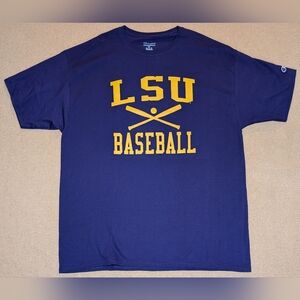 Champion LSU Baseball Short Sleeve Purple Gold Short Sleeve  Graphic T-Shirt